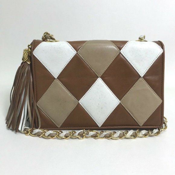 Authentic CHANEL CC Mark Diamond Patchwork Fringe tassel Shoulder Bag Hand Bag - Picture 1 of 8